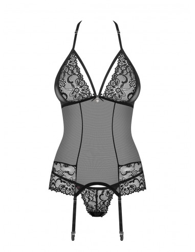 Zestaw 838-Cor-1 Gorset I Stringi Czarny - Komplety bielizny erotycznej - 5