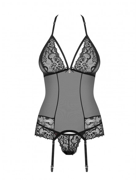 Zestaw 838-Cor-1 Gorset I Stringi Czarny - Komplety bielizny erotycznej - 5