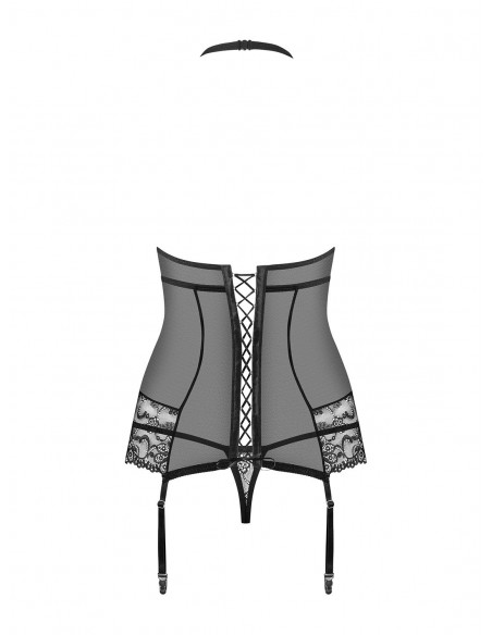 Zestaw 838-Cor-1 Gorset I Stringi Czarny - Komplety bielizny erotycznej - 6