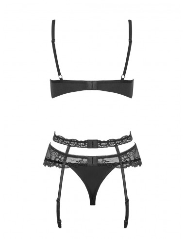 Komplet Bielizny Heartina 3-Częściowy Czarny  S/M - Komplety bielizny erotycznej - 6