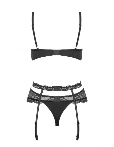 Komplet Bielizny Heartina 3-Częściowy Czarny  S/M - Komplety bielizny erotycznej - 6