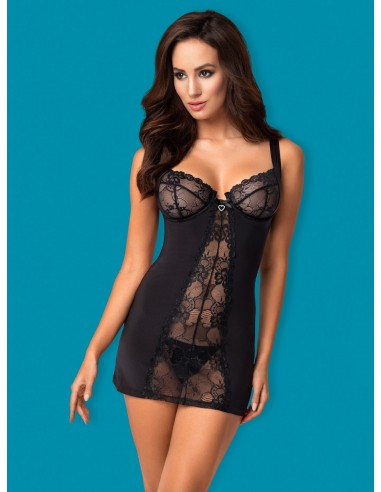 Bielizna Nocna Heartina Koszulka I Stringi Czarna  S/M - Koszule nocne - 3