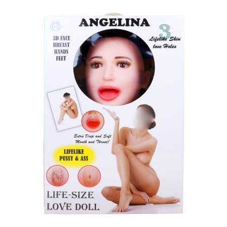 Lalka dmuchana Angelina 3D w rozmiarze naturalnym z wibrującym jajkiem i dwoma kanałami z cyberskóry - 2
