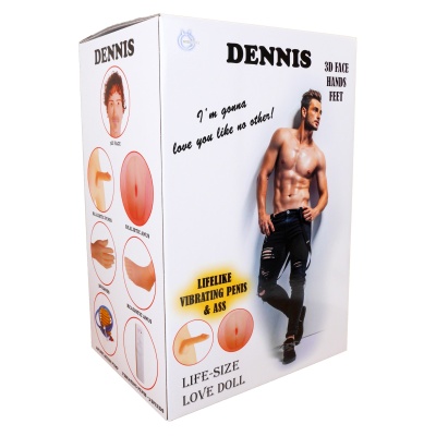 Lalka erotyczna DENNIS 3D Vibrating - nadmuchiwana męska sylwetka z twarzą 3D, ruchomymi ramionami i wibrującym penisem - 1