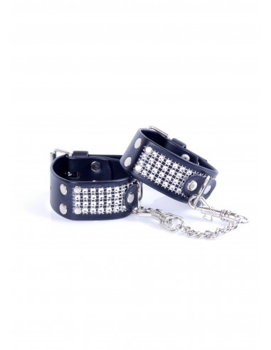 Kajdanki erotyczne Handcuffs With Cristals 3 Cm Silver - Kajdanki erotyczne - 1