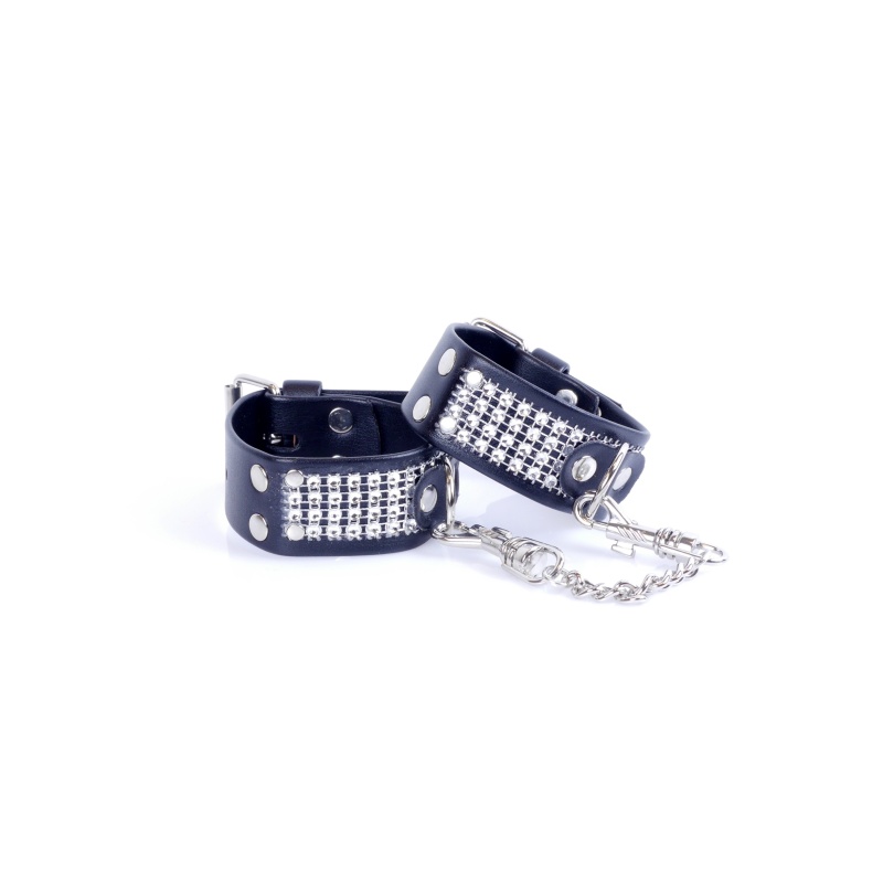 Kajdanki erotyczne Handcuffs With Cristals 3 Cm Silver - 1