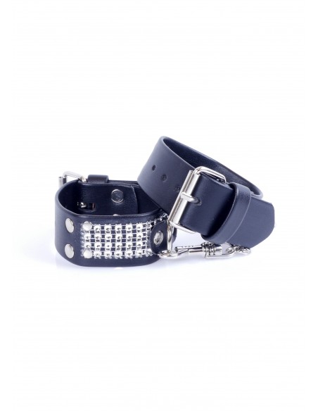 Kajdanki erotyczne Handcuffs With Cristals 3 Cm Silver - Kajdanki erotyczne - 2