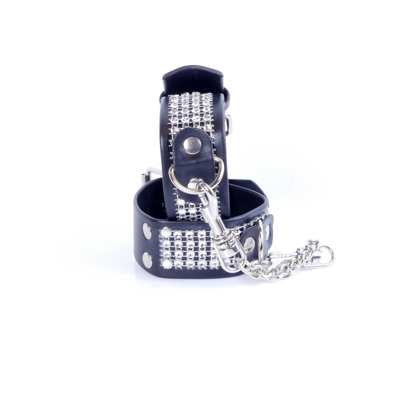 Kajdanki erotyczne Handcuffs With Cristals 3 Cm Silver - 3