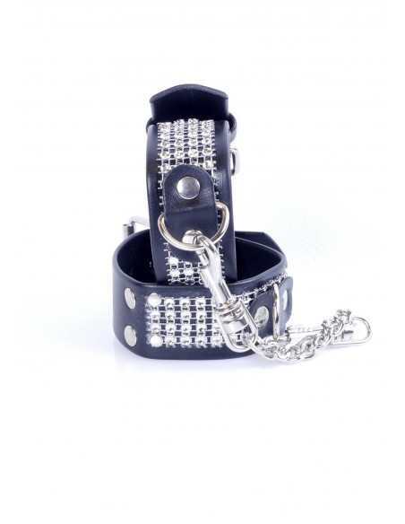 Kajdanki erotyczne Handcuffs With Cristals 3 Cm Silver - Kajdanki erotyczne - 3