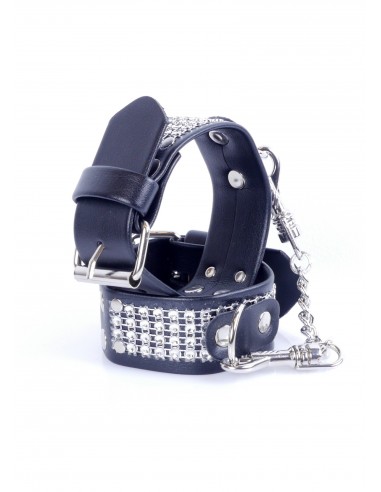 Kajdanki erotyczne Handcuffs With Cristals 3 Cm Silver - Kajdanki erotyczne - 4