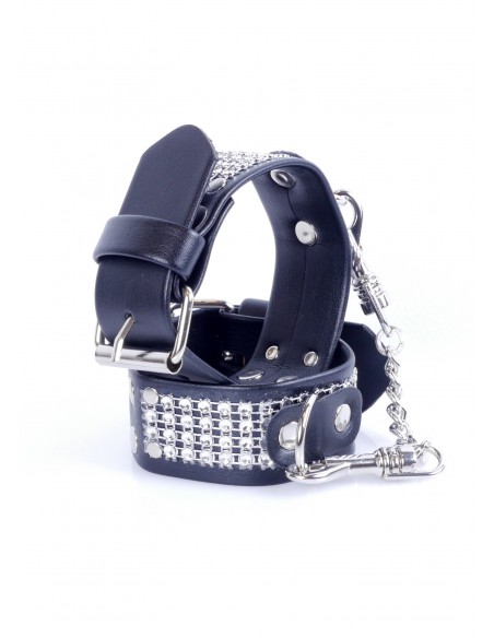 Kajdanki erotyczne Handcuffs With Cristals 3 Cm Silver - Kajdanki erotyczne - 4