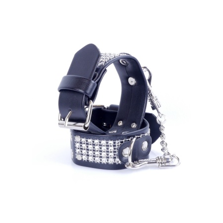 Kajdanki erotyczne Handcuffs With Cristals 3 Cm Silver - 4