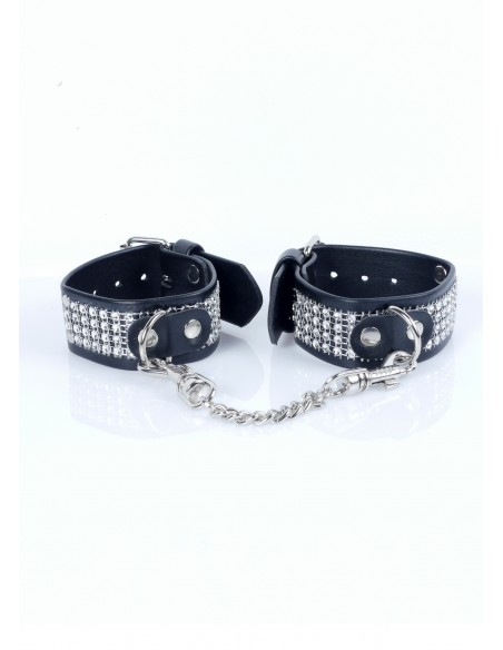 Kajdanki erotyczne Handcuffs With Cristals 3 Cm Silver - Kajdanki erotyczne - 5