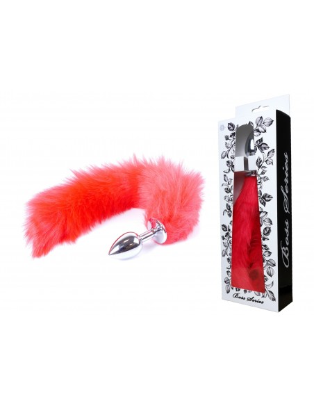 Korek analny Butt Plug FOX Tail - Lisi ogonek XL Czerwony - Korki analne z ogonkiem - 2