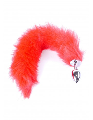 Korek analny Butt Plug FOX Tail - Lisi ogonek XL Czerwony - Korki analne z ogonkiem - 3
