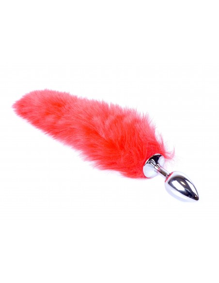 Korek analny Butt Plug FOX Tail - Lisi ogonek XL Czerwony - Korki analne z ogonkiem - 4