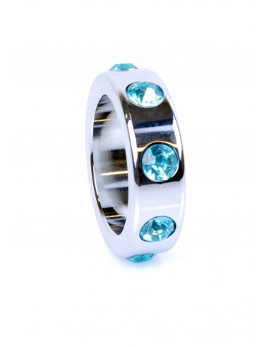 Metalowy Pierścień na Penisa z Niebieskimi Diamentami rozm. M - Pierścienie erekcyjne niewibrujące - 4