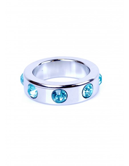 Metalowy Pierścień na Penisa z Niebieskimi Diamentami rozm. M - Pierścienie erekcyjne niewibrujące - 2