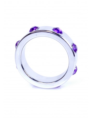 Metalowy Pierścień na Penisa z Fioletowymi Diamentami rozm. L - Pierścienie erekcyjne niewibrujące - 3