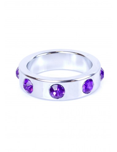 Metalowy Pierścień na Penisa z Fioletowymi Diamentami rozm. L - Pierścienie erekcyjne niewibrujące - 2