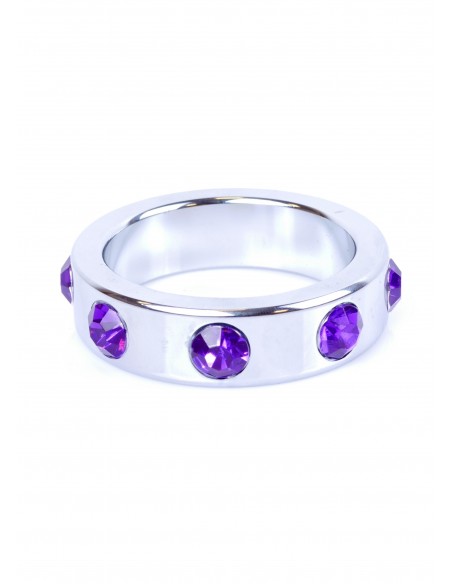 Metalowy Pierścień na Penisa z Fioletowymi Diamentami rozm. L - Pierścienie erekcyjne niewibrujące - 2