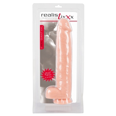 Giant 3XL – realistyczne dildo z jądrami i przyssawką, 42 cm - 1 2