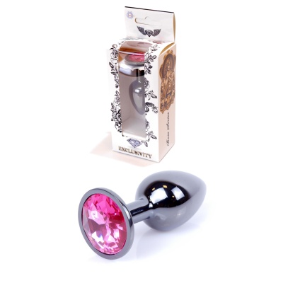 Korek analny Dark Silver PLUG Pink ze stali nierdzewnej, długość 7 cm, średnica 2,7 cm - 1