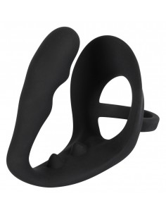 Plug analny z pierścieniem na penisa Czarny - Pozostałe gadżety analne - 1