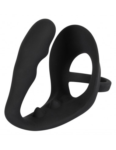 Plug analny z pierścieniem na penisa Czarny - Pozostałe gadżety analne - 1