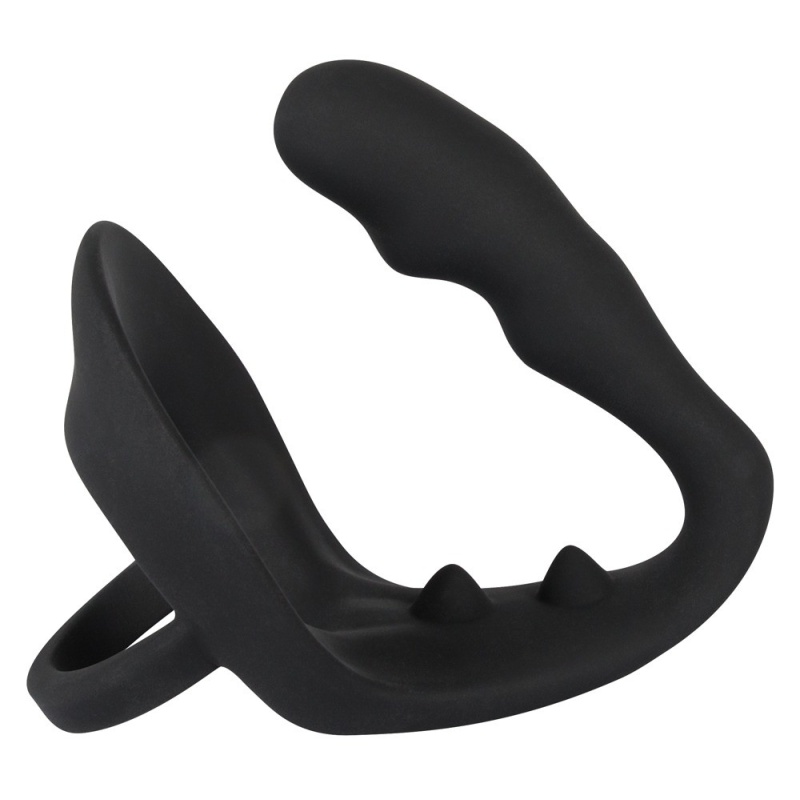 Pierścień erekcyjny z zatyczką analną Ring & Plug i mostkiem na krocze, wtyczka 9 cm, pierścień 4,3 cm - 3