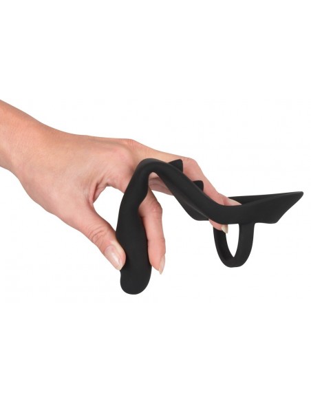 Plug analny z pierścieniem na penisa Czarny - Pozostałe gadżety analne - 7