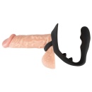 Pierścień erekcyjny z zatyczką analną Ring & Plug i mostkiem na krocze, wtyczka 9 cm, pierścień 4,3 cm - 8