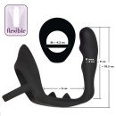 Pierścień erekcyjny z zatyczką analną Ring & Plug i mostkiem na krocze, wtyczka 9 cm, pierścień 4,3 cm - 10