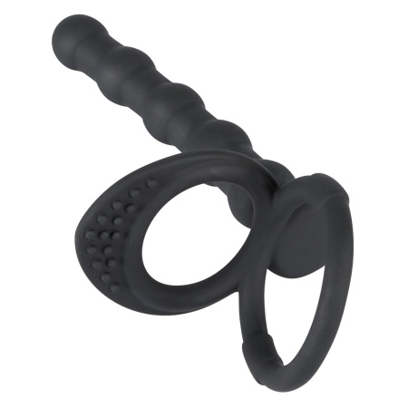 Pierścień penisa i jąder z dildo analnym Cock & ball ring – elastyczna konstrukcja o długości 19 cm - 3