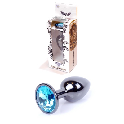 Biżuteria analna Plug-Jewellery Light Blue - anatomiczny korek analny ze stali nierdzewnej, długość 7 cm, średnica 2,7 cm - 1