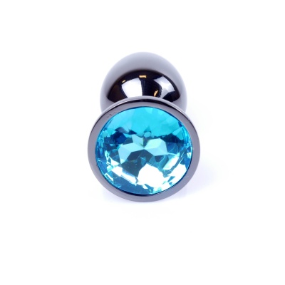 Biżuteria analna Plug-Jewellery Light Blue - anatomiczny korek analny ze stali nierdzewnej, długość 7 cm, średnica 2,7 cm - 1 2