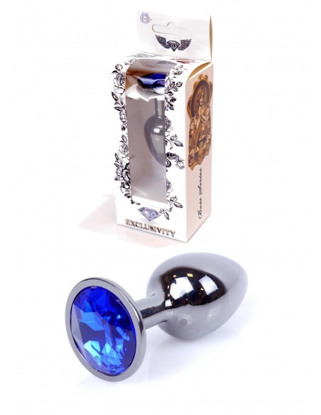 Stalowy Korek Analny Dla Początkujących z Granatowym Diamentem - Korki analne stalowe - 1