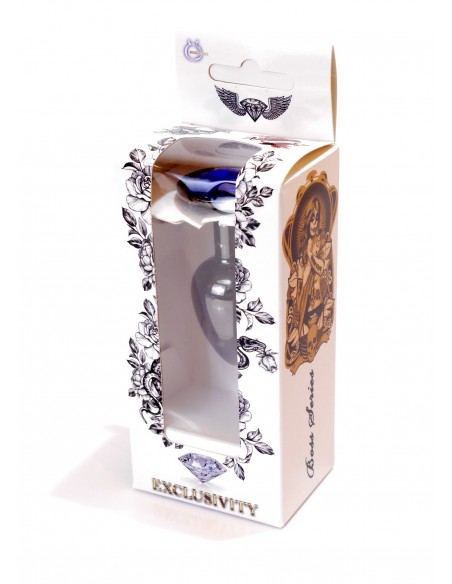 Stalowy Korek Analny Dla Początkujących z Granatowym Diamentem - Korki analne stalowe - 8