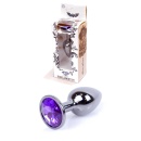 Korek analny Dark Silver PLUG Purple - stal nierdzewna, kryształ, wąska szyjka, 7 cm x 2,7 cm - 1