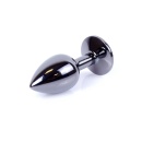 Korek analny Dark Silver PLUG Purple - stal nierdzewna, kryształ, wąska szyjka, 7 cm x 2,7 cm - 3