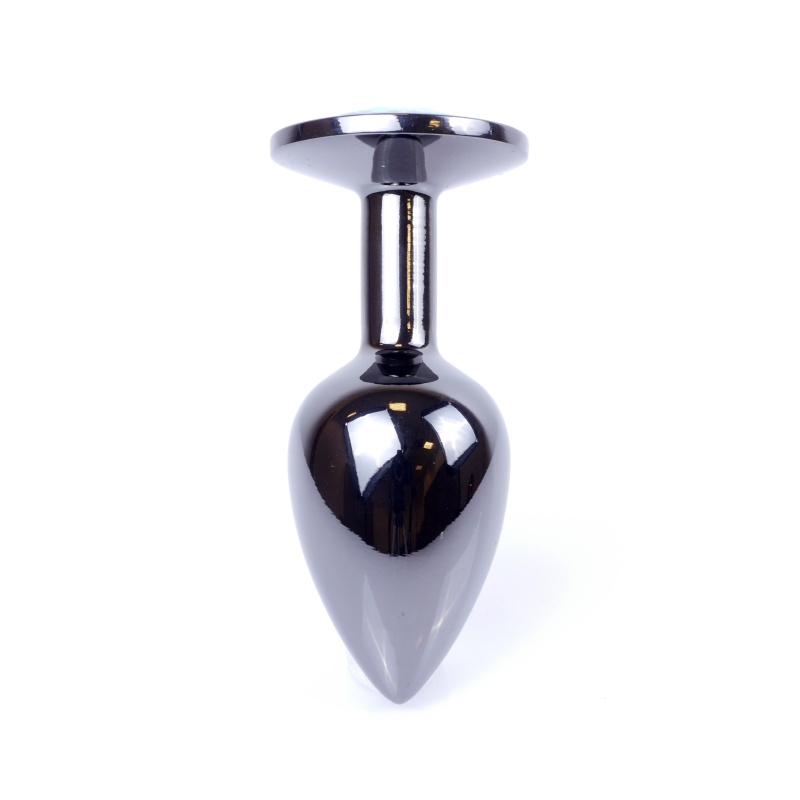 Korek analny Dark Silver PLUG Purple - stal nierdzewna, kryształ, wąska szyjka, 7 cm x 2,7 cm - 6