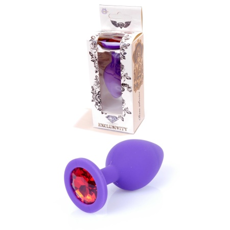 Biżuteria analna Purple Silicone Medium Red Diamond - anatomiczny korek z silikonu, długość 8 cm, średnica 3,5 cm - 2