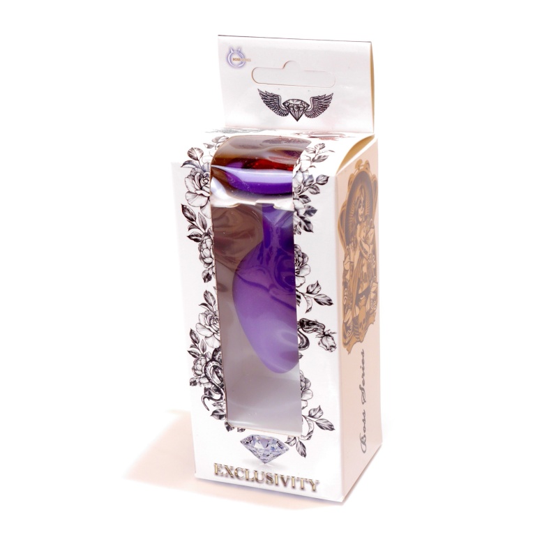 Biżuteria analna Purple Silicone Medium Red Diamond - anatomiczny korek z silikonu, długość 8 cm, średnica 3,5 cm - 8