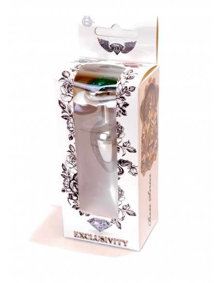 Mały Stalowy Korek Analny z Zielonym Serduszkiem Exclusivity - Srebrny lub Złoty - Korki analne stalowe - 8