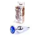 Korek analny Plug-Jewellery Silver z ciemnoniebieskim kamieniem, stal nierdzewna, 9,5 cm x 3 cm - 2