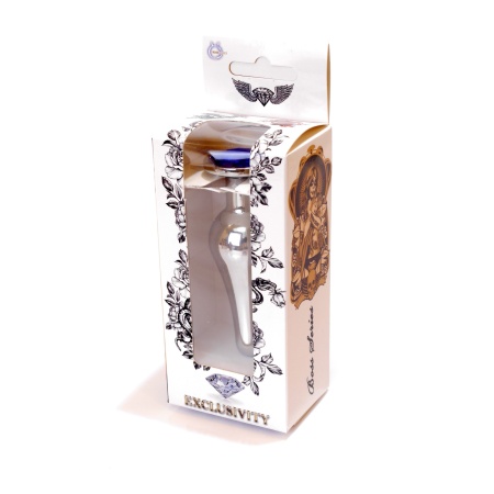 Korek analny Plug-Jewellery Silver z ciemnoniebieskim kamieniem, stal nierdzewna, 9,5 cm x 3 cm - 8