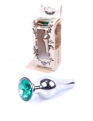 Stalowy Korek Analny z Zielonym Kryształem Exclusivity - Korki analne stalowe - 2