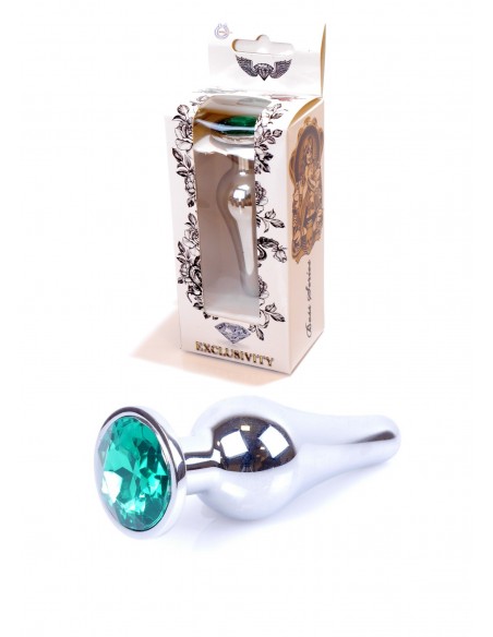 Stalowy Korek Analny z Zielonym Kryształem Exclusivity - Korki analne stalowe - 2