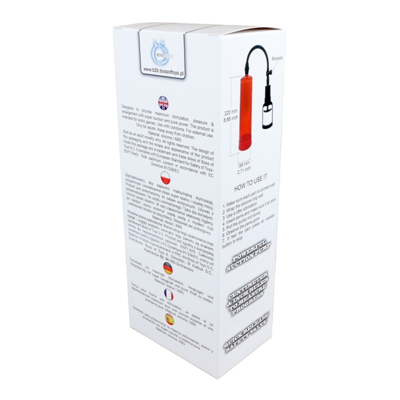 Pompka próżniowa Powerpump MAX Red - mechanizm podciśnienia, przezroczysty cylinder ze skalą i elastyczny przewód - 4