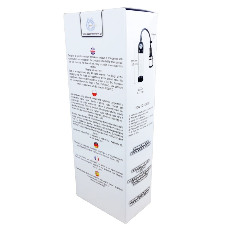 Pompka próżniowa Powerpump MASTER Black&Clear - ręczna, z manometrem 0-700 mmHg i skalą pomiarową - 4